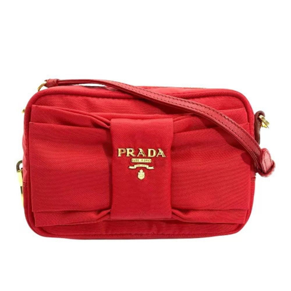 Prada Tessuto Bow Camera Crossbody bag red